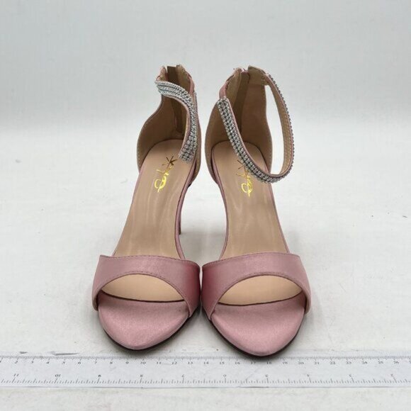 XYD Women's Open Toe Rhinestones Ankle Strap Sandals Mid Heel Pumps Bridal - Picture 4 of 8